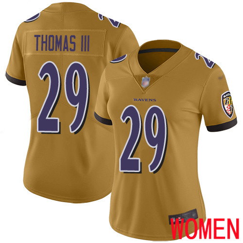 Baltimore Ravens Limited Gold Women Earl Thomas III Jersey NFL Football #29 Inverted Legend->baltimore ravens->NFL Jersey